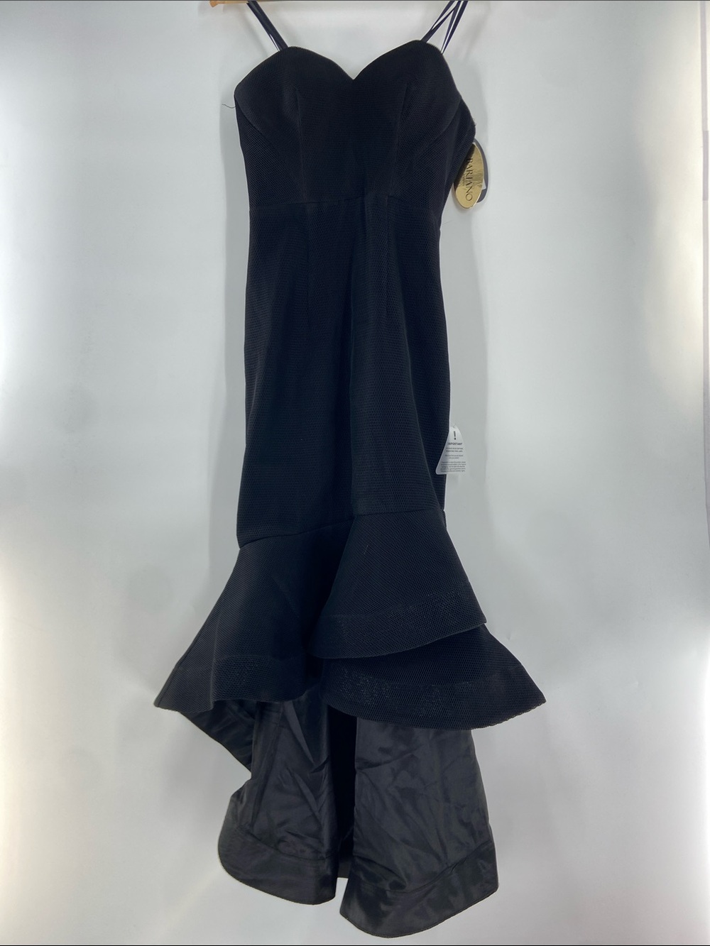 Bariano Black High Low Prom Strapless Dress Size S NWT